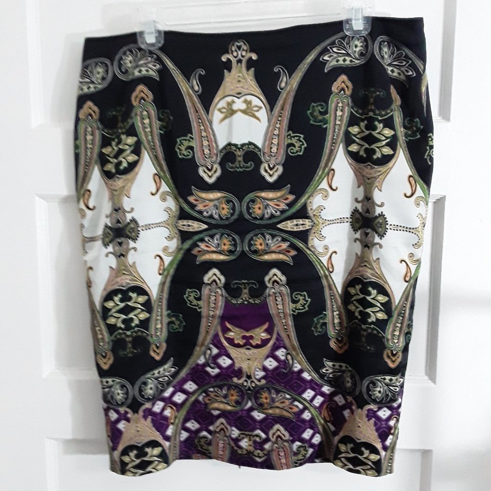 Vince Camuto Paisley Pencil Skirt Black Floral 10